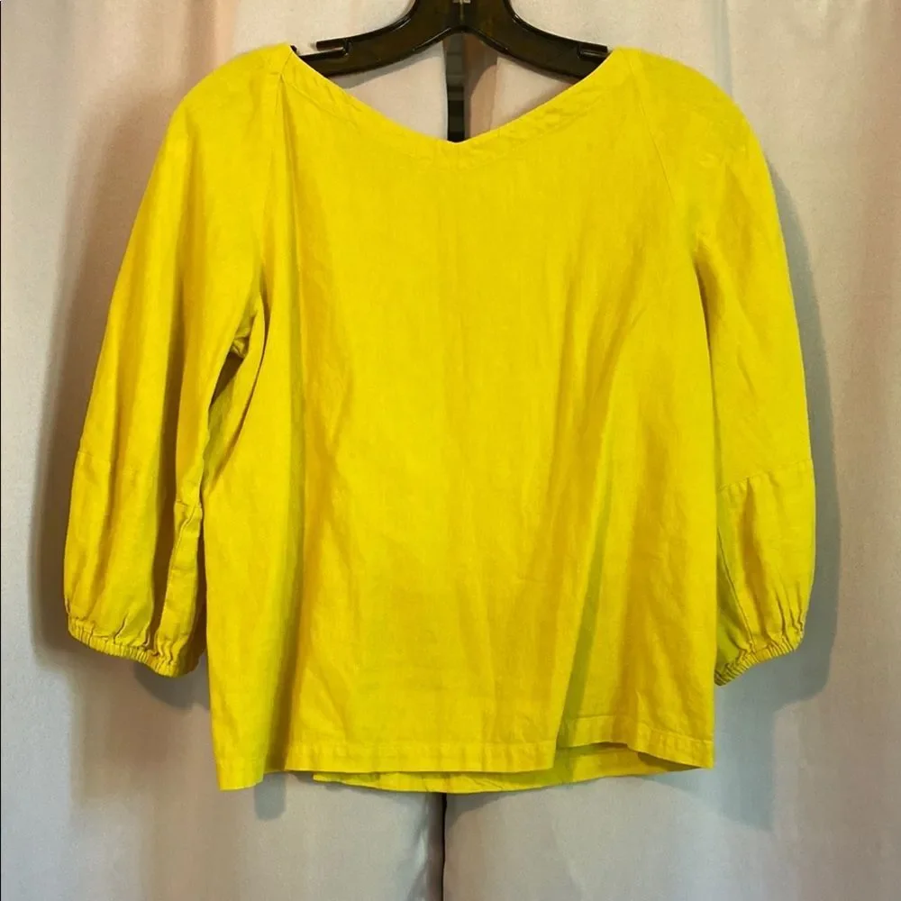 LOFT Yellow 3/4 Puff Sleeve Blouse